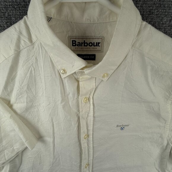 Barbour Tailored Fit Us Size Small Logo Embroidery Short Sleeve Button Up ***** - Picture 1 of 13